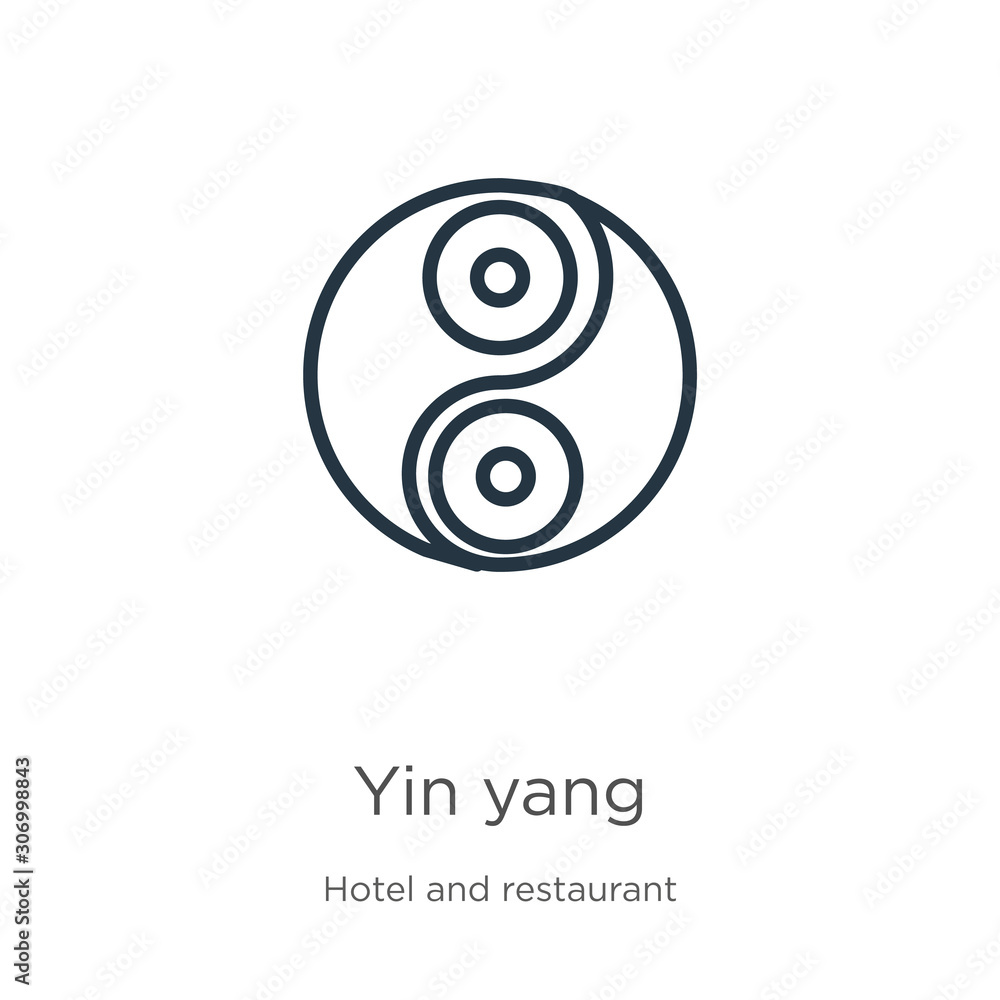 Poster yin yang icon. thin linear yin yang outline icon isolated on white background from accommodation col