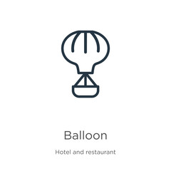 Balloon icon. Thin linear balloon outline icon isolated on white background from accommodation collection. Line vector balloon sign, symbol for web and mobile
