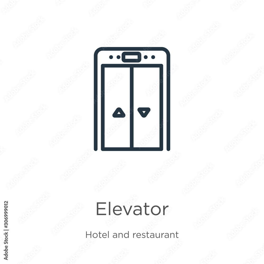 Aufkleber elevator icon. thin linear elevator outline icon isolated on white background from hotel collection.
