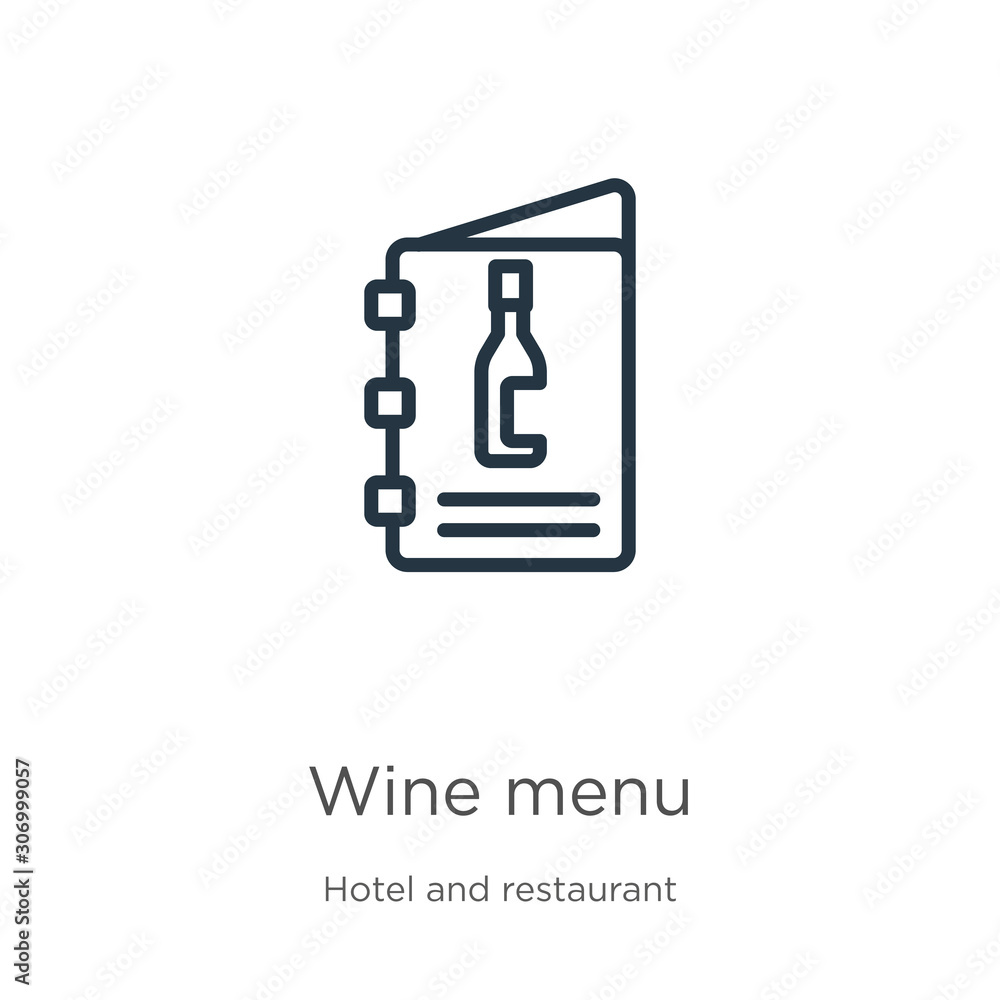 Poster wine menu icon. thin linear wine menu outline icon isolated on white background from hotel and resta