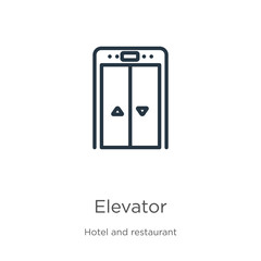 Elevator icon. Thin linear elevator outline icon isolated on white background from hotel collection. Line vector elevator sign, symbol for web and mobile