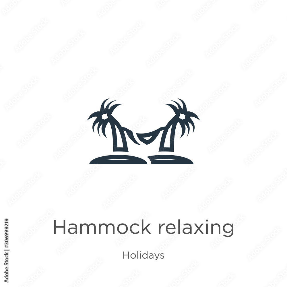 Aufkleber hammock relaxing icon. thin linear hammock relaxing outline icon isolated on white background from h