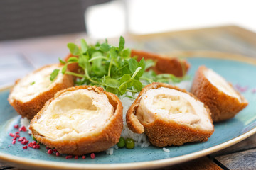 Chicken dish on a restaurant table
