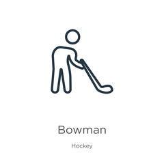 Bowman icon. Thin linear bowman outline icon isolated on white background from hockey collection. Line vector bowman sign, symbol for web and mobile