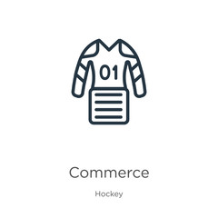 Commerce icon. Thin linear commerce outline icon isolated on white background from hockey collection. Line vector commerce sign, symbol for web and mobile
