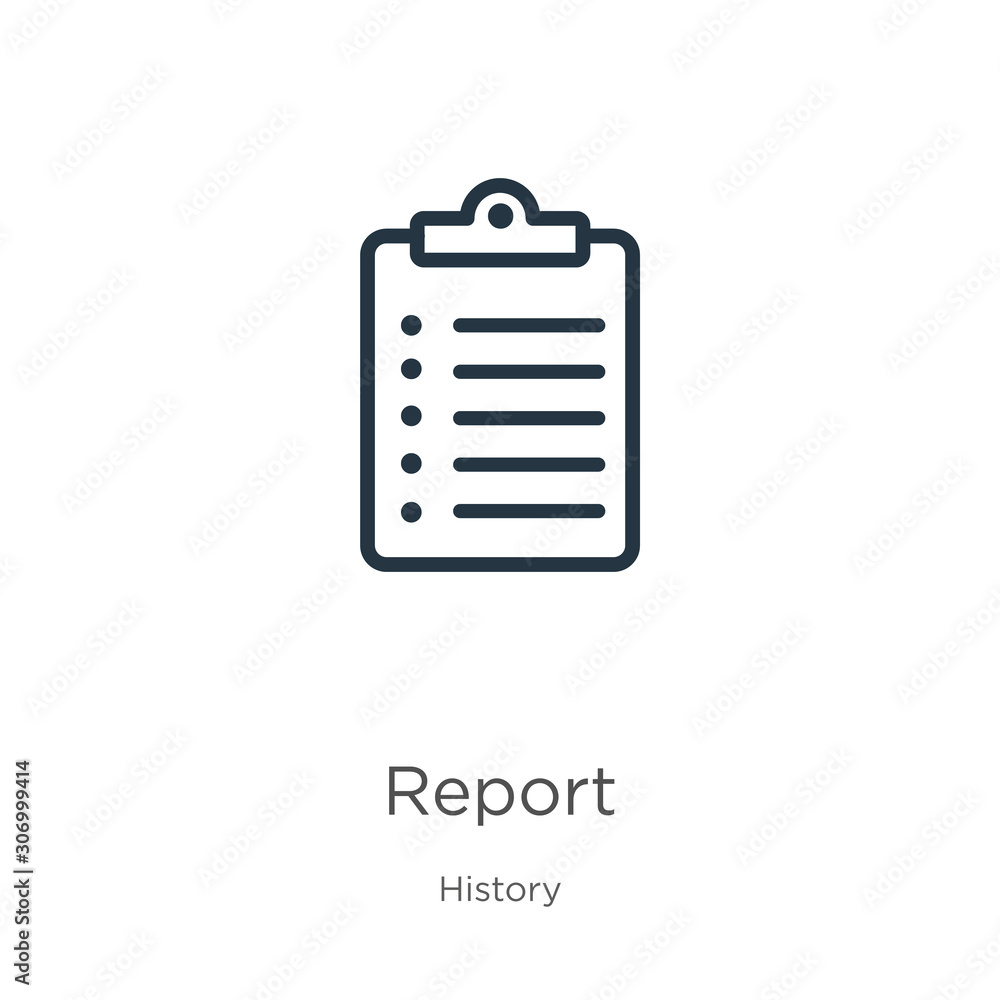 Aufkleber report icon. thin linear report outline icon isolated on white background from history collection. l