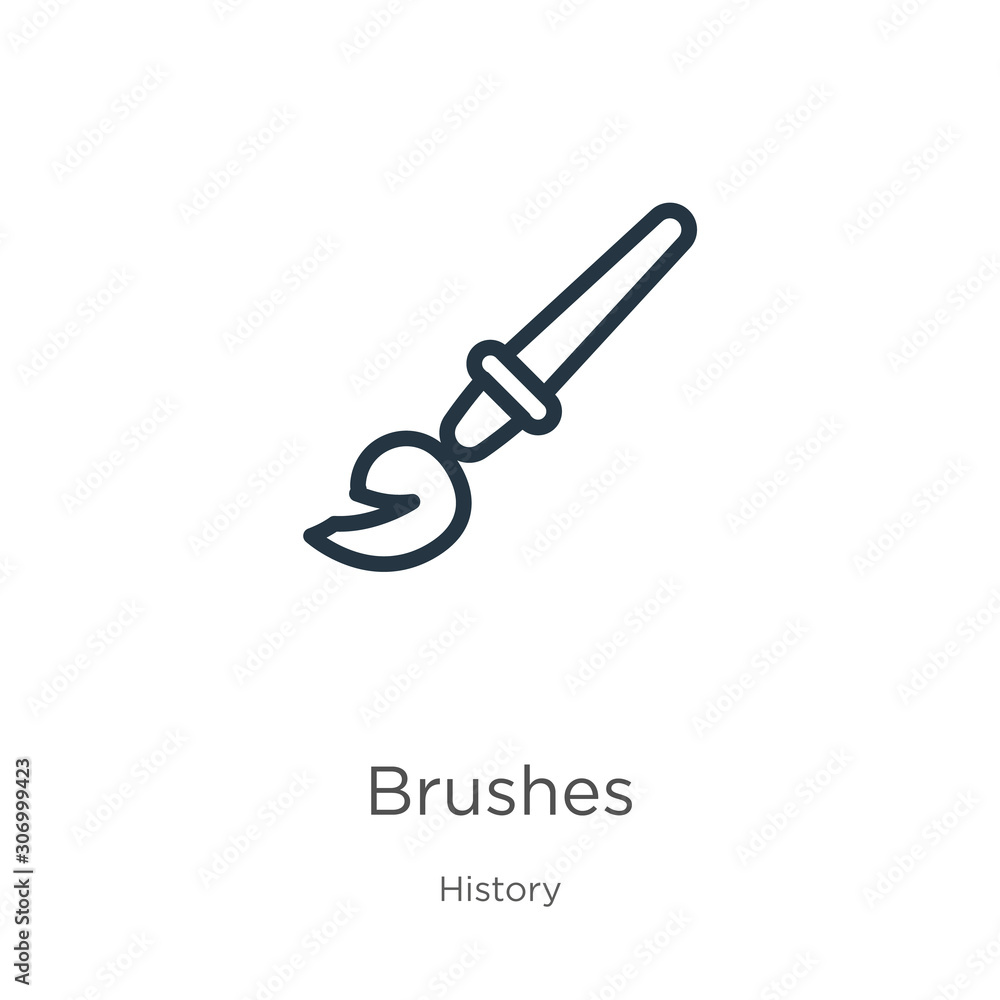Poster brushes icon. thin linear brushes outline icon isolated on white background from history collection.