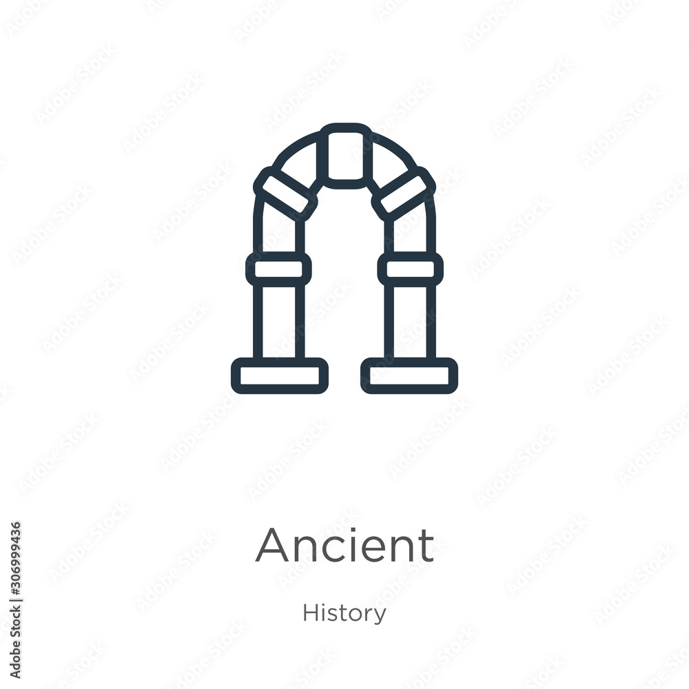 Poster ancient icon. thin linear ancient outline icon isolated on white background from history collection.
