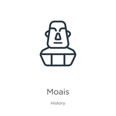 Moais icon. Thin linear moais outline icon isolated on white background from history collection. Line vector moais sign, symbol for web and mobile