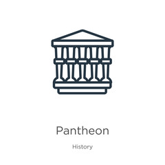 Pantheon icon. Thin linear pantheon outline icon isolated on white background from history collection. Line vector pantheon sign, symbol for web and mobile