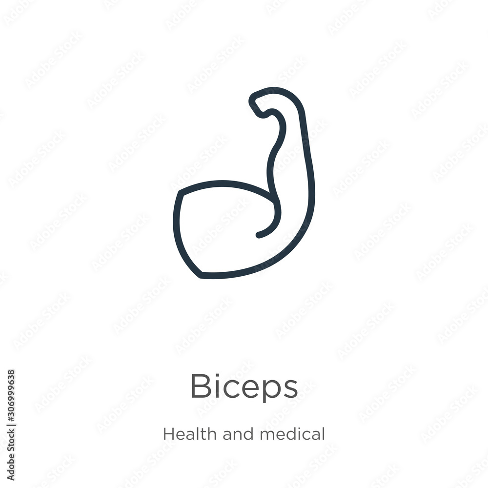 Aufkleber biceps icon. thin linear biceps outline icon isolated on white background from health collection. li