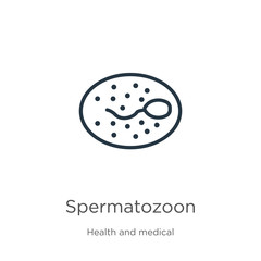 Spermatozoon icon. Thin linear spermatozoon outline icon isolated on white background from health and medical collection. Line vector spermatozoon sign, symbol for web and mobile
