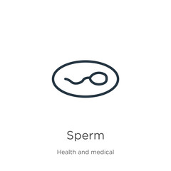 Sperm icon. Thin linear sperm outline icon isolated on white background from health and medical collection. Line vector sperm sign, symbol for web and mobile