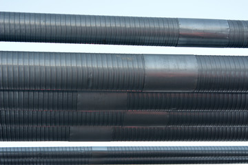 large water pipes horizontal closeup