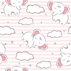 Seamless pattern cute baby elephant, baby print on clothes
