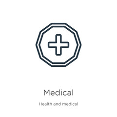 Medical icon. Thin linear medical outline icon isolated on white background from health and medical collection. Line vector medical sign, symbol for web and mobile