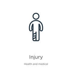 Injury icon. Thin linear injury outline icon isolated on white background from health and medical collection. Line vector injury sign, symbol for web and mobile