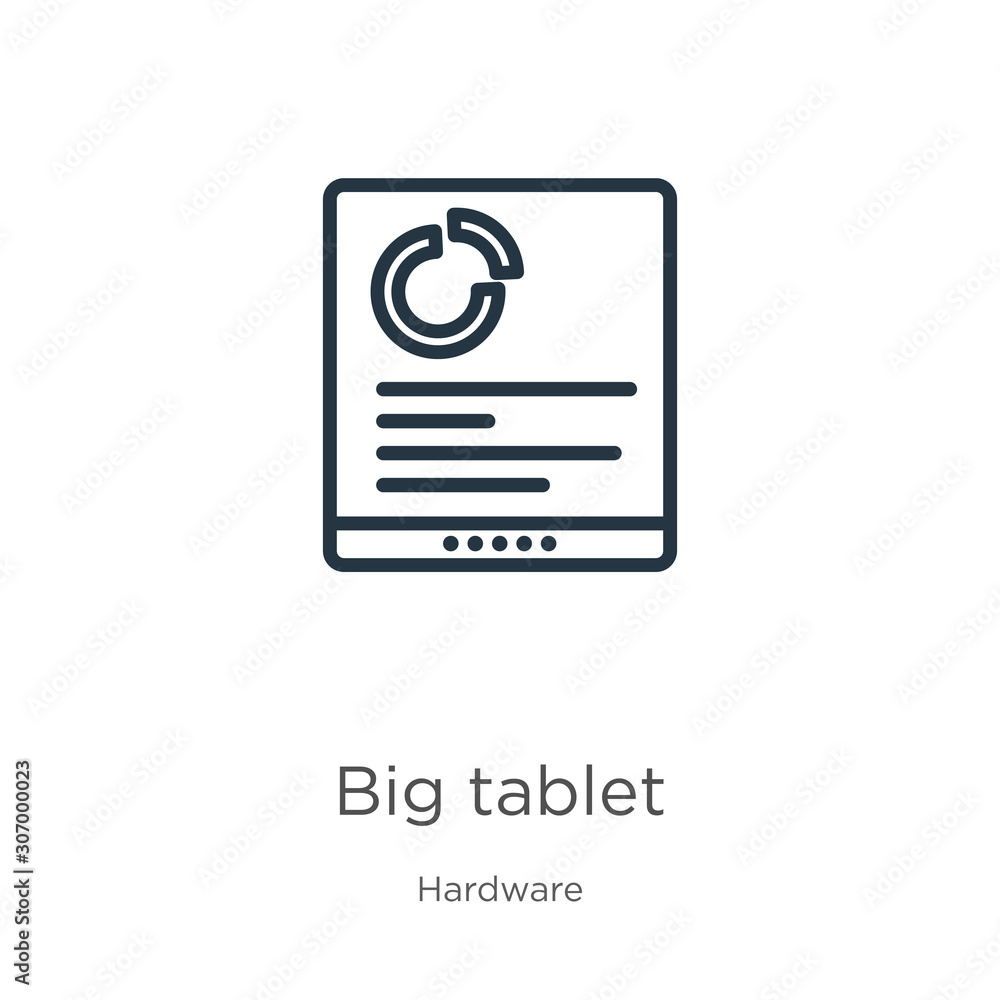 Aufkleber big tablet icon. thin linear big tablet outline icon isolated on white background from hardware coll