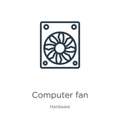 Computer fan icon. Thin linear computer fan outline icon isolated on white background from hardware collection. Line vector computer fan sign, symbol for web and mobile