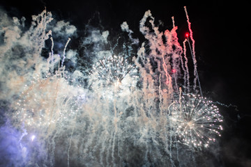 Fireworks overlay for holiday backgrounds with copy-space.