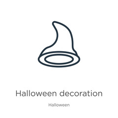 Halloween decoration icon. Thin linear halloween decoration outline icon isolated on white background from halloween collection. Line vector halloween decoration sign, symbol for web and mobile