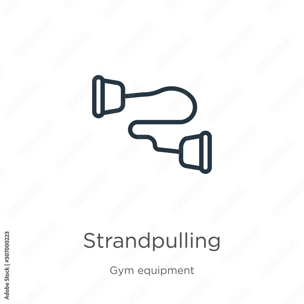 Poster strandpulling icon. thin linear strandpulling outline icon isolated on white background from gym and