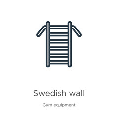 Swedish wall icon. Thin linear swedish wall outline icon isolated on white background from gym and fitness collection. Line vector swedish wall sign, symbol for web and mobile