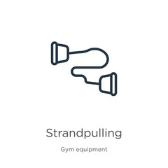 Strandpulling icon. Thin linear strandpulling outline icon isolated on white background from gym and fitness collection. Line vector strandpulling sign, symbol for web and mobile
