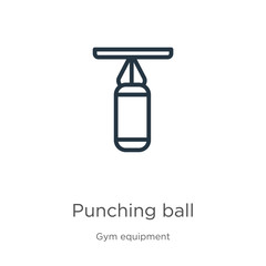 Punching ball icon. Thin linear punching ball outline icon isolated on white background from gym equipment collection. Line vector punching ball sign, symbol for web and mobile