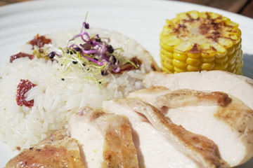 Chicken dish on a restaurant table