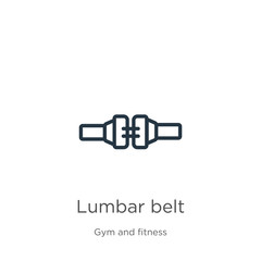 Lumbar belt icon. Thin linear lumbar belt outline icon isolated on white background from gym and fitness collection. Line vector lumbar belt sign, symbol for web and mobile