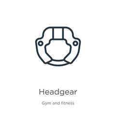 Fototapeta premium Headgear icon. Thin linear headgear outline icon isolated on white background from gym and fitness collection. Line vector headgear sign, symbol for web and mobile
