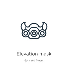 Elevation mask icon. Thin linear elevation mask outline icon isolated on white background from gym and fitness collection. Line vector elevation mask sign, symbol for web and mobile