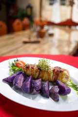 Chicken dish on a restaurant table