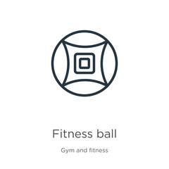 Fitness ball icon. Thin linear fitness ball outline icon isolated on white background from gym and fitness collection. Line vector fitness ball sign, symbol for web and mobile