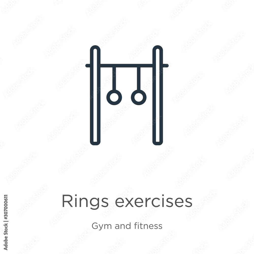 Poster rings exercises icon. thin linear rings exercises outline icon isolated on white background from gym