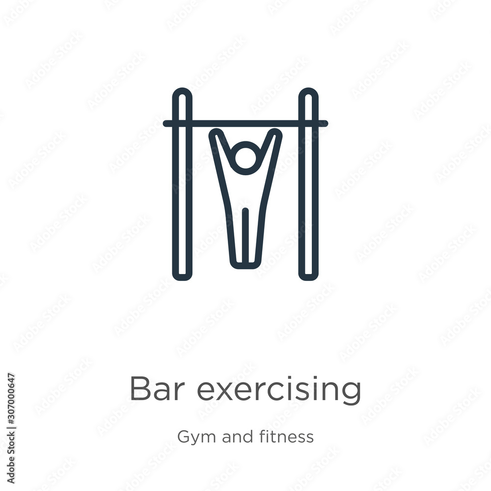 Aufkleber bar exercising icon. thin linear bar exercising outline icon isolated on white background from gym a