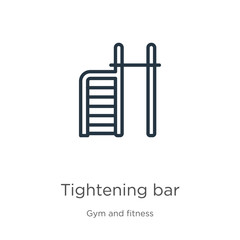 Tightening bar icon. Thin linear tightening bar outline icon isolated on white background from gym and fitness collection. Line vector tightening bar sign, symbol for web and mobile