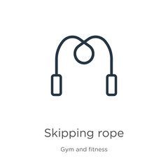 Skipping rope icon. Thin linear skipping rope outline icon isolated on white background from gym and fitness collection. Line vector skipping rope sign, symbol for web and mobile