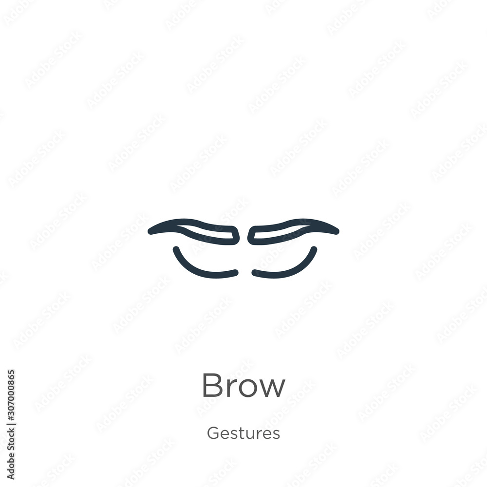 Poster brow icon. thin linear brow outline icon isolated on white background from gestures collection. line