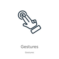 Gestures icon. Thin linear gestures outline icon isolated on white background from gestures collection. Line vector gestures sign, symbol for web and mobile