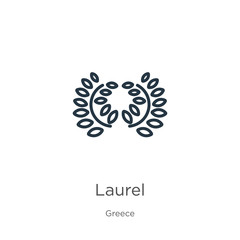 Laurel icon. Thin linear laurel outline icon isolated on white background from greece collection. Line vector laurel sign, symbol for web and mobile