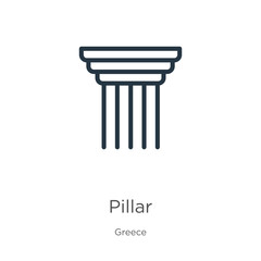 Pillar icon. Thin linear pillar outline icon isolated on white background from greece collection. Line vector pillar sign, symbol for web and mobile