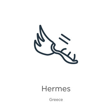 Hermes icon. Thin linear hermes outline icon isolated on white background from greece collection. Line vector hermes sign, symbol for web and mobile