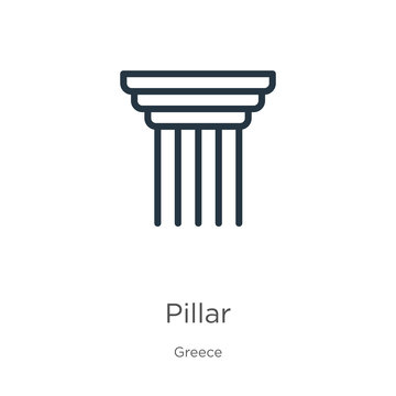Pillar icon. Thin linear pillar outline icon isolated on white background from greece collection. Line vector pillar sign, symbol for web and mobile