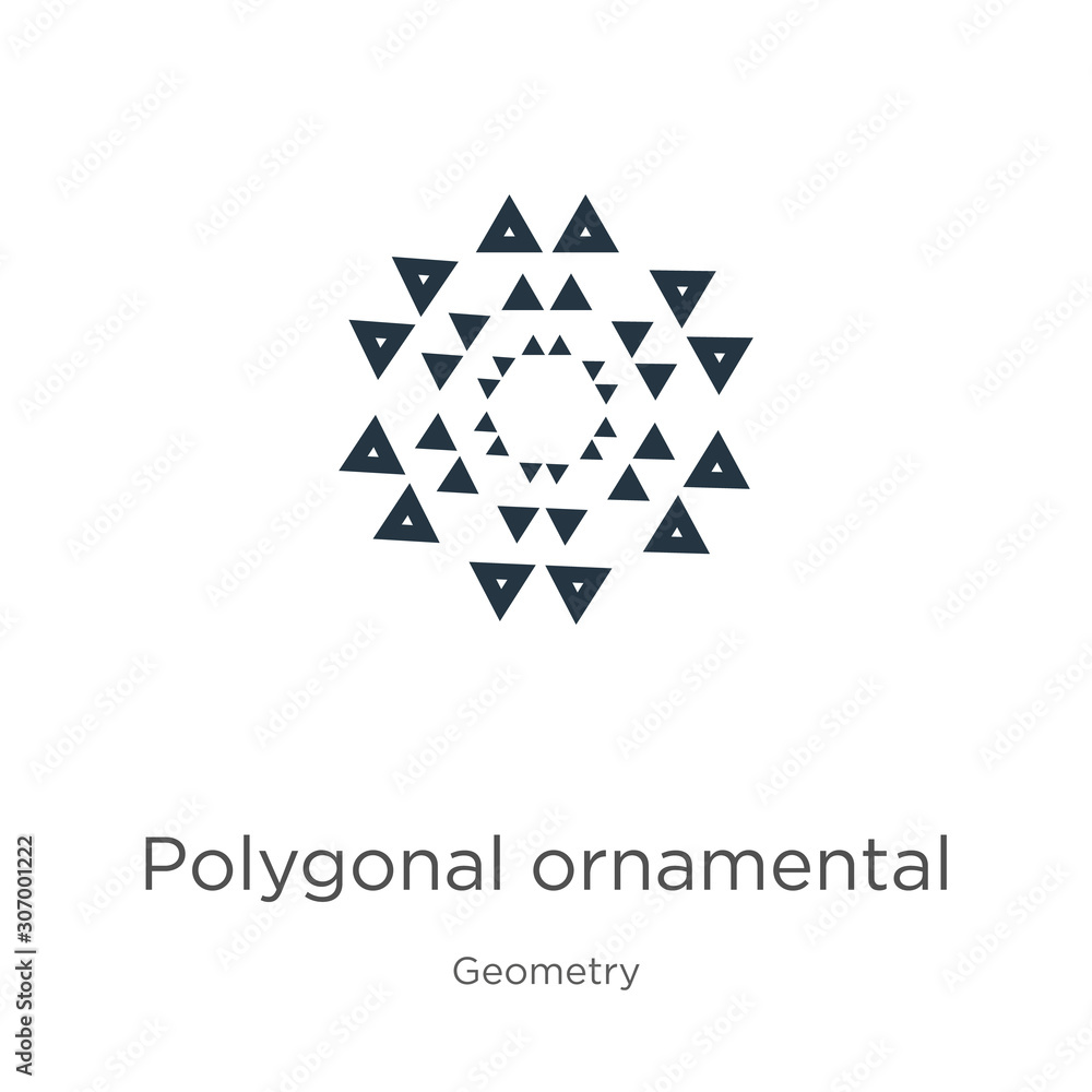 Poster polygonal ornamental shape of triangles icon. thin linear polygonal ornamental shape of triangles ou