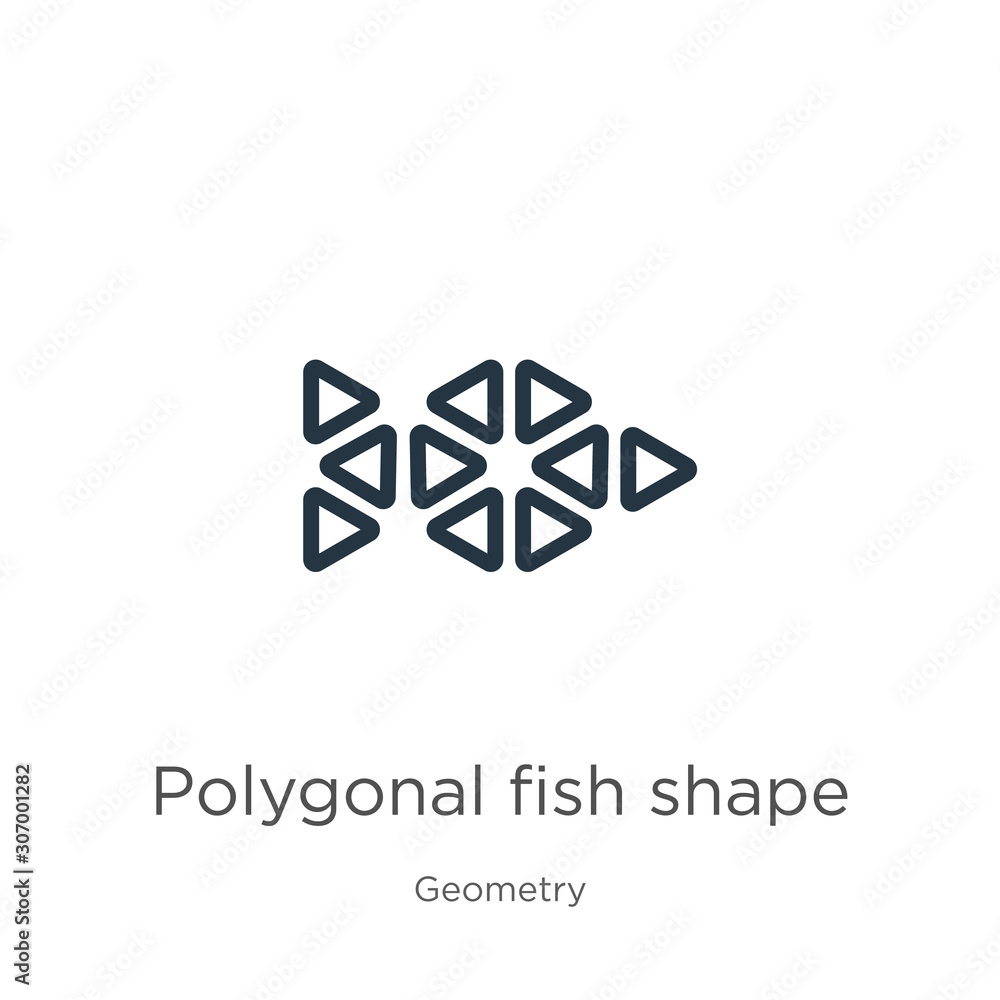 Poster polygonal fish shape of small triangles icon. thin linear polygonal fish shape of small triangles ou