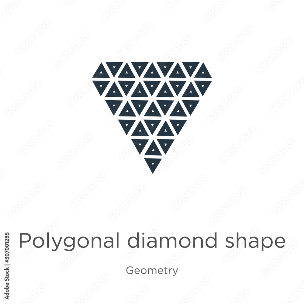 Poster polygonal diamond shape of small triangles icon. thin linear polygonal diamond shape of small triang