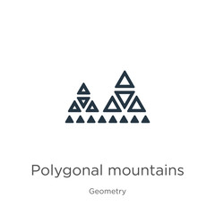 Polygonal mountains icon. Thin linear polygonal mountains outline icon isolated on white background from geometry collection. Line vector polygonal mountains sign, symbol for web and mobile