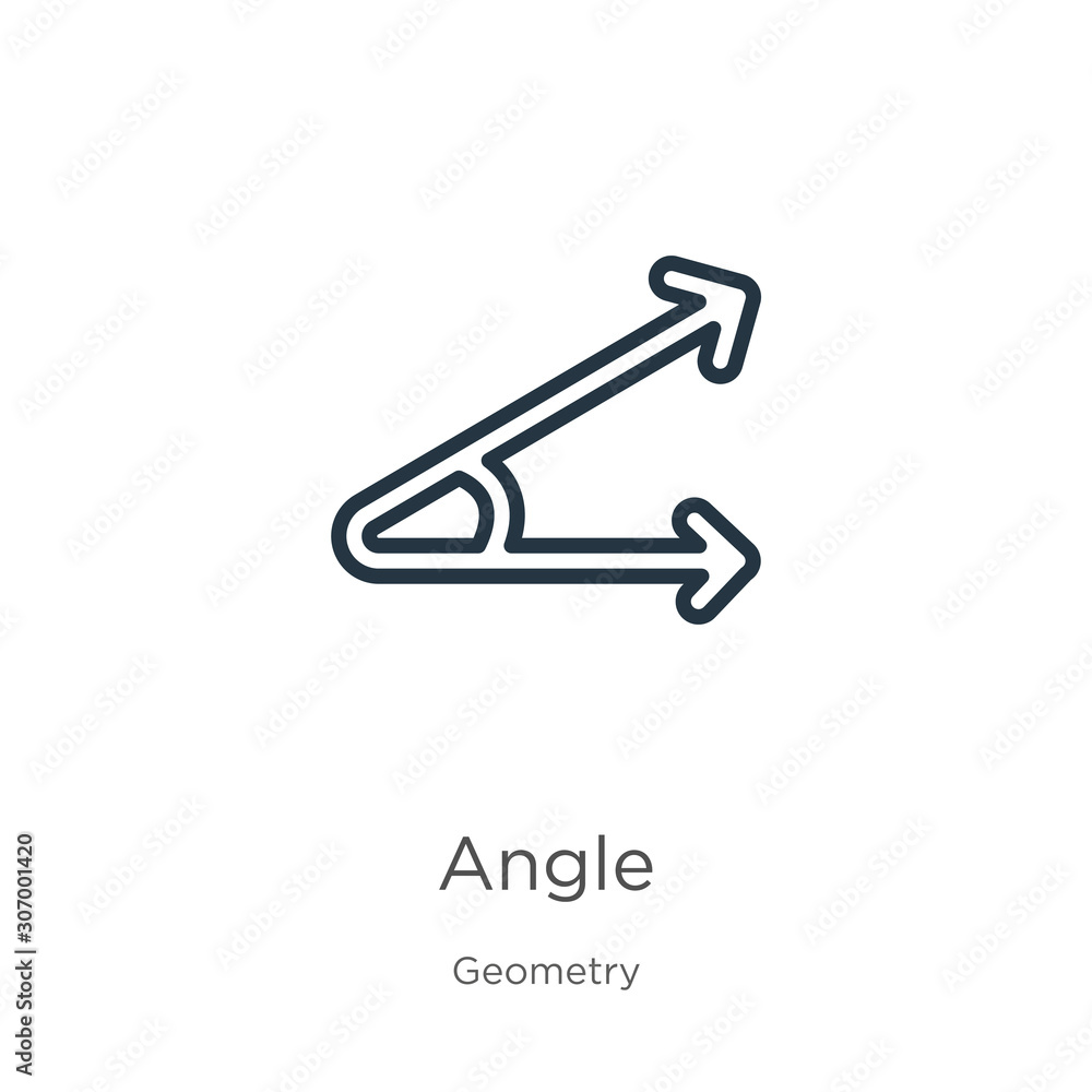 Poster angle icon. thin linear angle outline icon isolated on white background from geometry collection. li